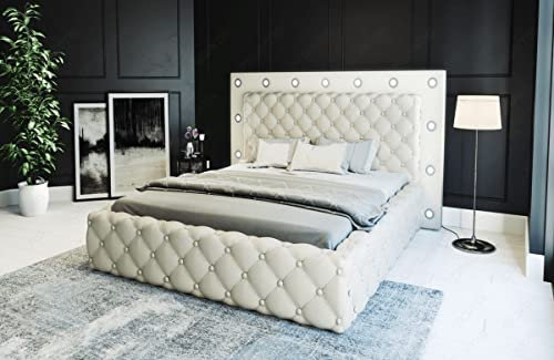 Sofa Dreams Wasserbett Alessandria komplett mit LED Beleuchtung Bett in den Größen 140x200 160x200 180x200 200x200 200x220 (140 x 200 cm, Beige)