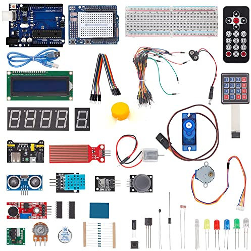 AZDelivery Elektronik Super Starter Kit Mikrocontroller Board, Stromversorgungsmodul, Servo-, Schritt- und Gleichstrommotoren Sensor Kit kompatibel mit Arduino, einschließlich E-Book!