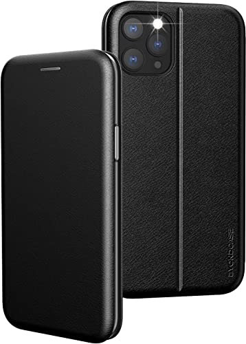 BYONDCASE iPhone 12 Pro Max Hülle Schwarz [Premium iPhone 12 Pro Max PU Leder Flip-Case Klapphülle] mit Kartenfach, Magnetverschluss, Standfunktion fürs Apple iPhone 12 Pro Max