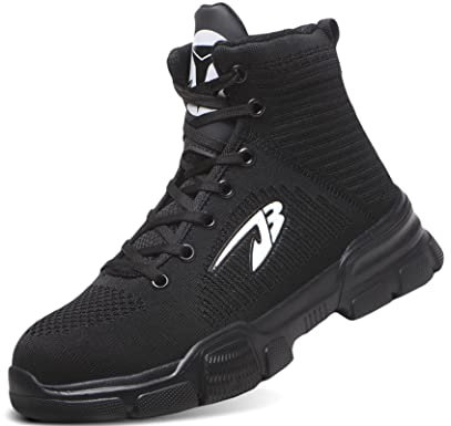 IYVW 907 Chaussure de Sécurité Homme Femme Légères Embout Acier Basket de Securite Chaussures de Travail Noir 38 EU