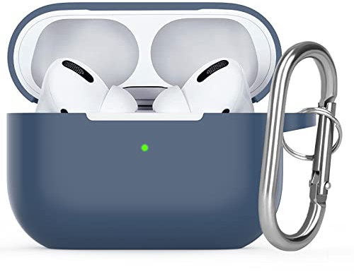 Watruer für AirPods Pro 2 Case, Weiche Silikonhautabdeckung Schockabsorbing Schutzhülle mit Schlüsselbund für neue Apple Airpods Pro 2. Generation Fall 2022 [Front LED sichtbar] - Blau