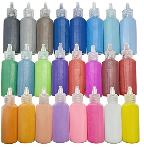 Yayatty Sandmalkarten Art, 24 Farbe Sandmalerei Spielzeug, Sand Art Kit für Malerei und Handwerk, DIY Zeichnung, Dekor und Sammlung Sand Flaschen (24 Mischfarbe)