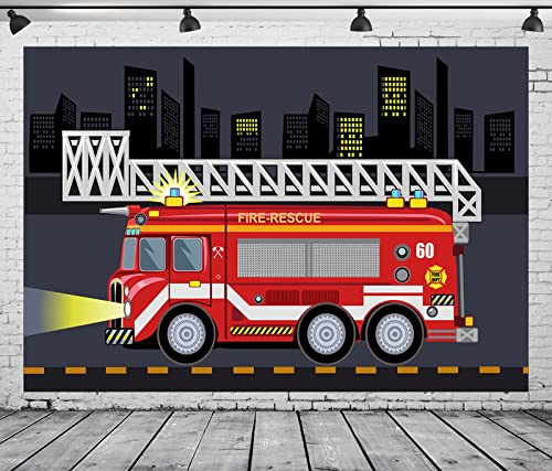BELECO 1.5x1m Stoff-Feuerwehrauto-Hintergrund, Cartoon-Feuerwehrauto, Feuerrettung, Junge, Feuerwehrmann, Geburtstag, Superstadt-Hintergrund, Feuerwehrauto, Partydekoration