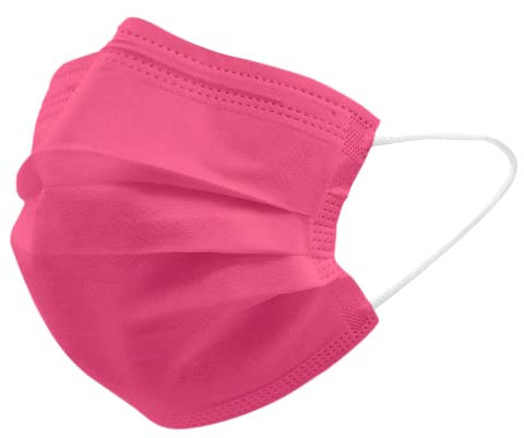 Popme 100 Mascherine Colorate Monouso, Mascherina Chirurgica Colorata CE, con Clip Nasale Adattabile, Bustina con Chiusura Ermetica, Modello Rosa Chewing Gum