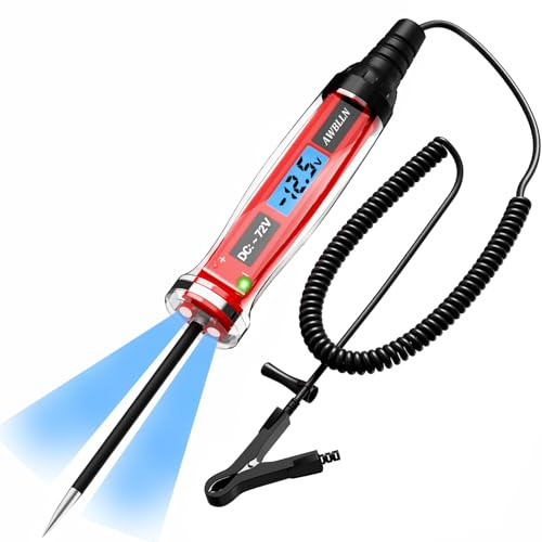AWBLIN 3-72V DC Automotive Test Light, LCD Digital Light Tester with Voltmeter, Heavy Duty Circuit Tester with Polarity Indicate and Illuminating Lights, Fuse Voltage Tester Auto Electrical Tool