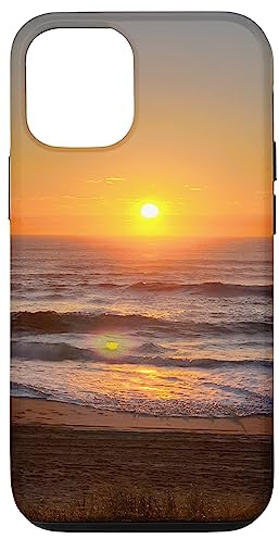Ocean Waves Handyhülle mit Strandmotiv Sonnenaufgang, Orangefarben Hülle für iPhone 12/12 Pro