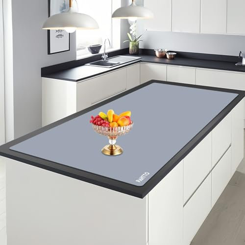 Silikonmatte für Küchenarbeitsplatte, 120 x 60 cm, hitzebeständig, extra groß, rutschfest, verdickt, Quarz-Theke, Hitzeschutz, wasserdicht und vielseitig einsetzbar