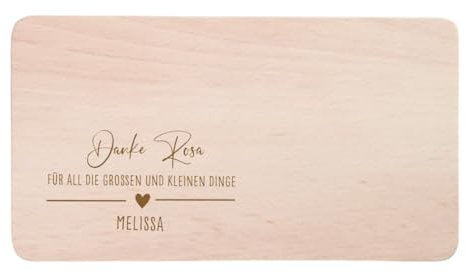 AWASG Frühstücksbrett Danke - Personalisiert mit Namen - Holzbrett zum Bedanken als Dankeschön - Buche 22 x 12 cm