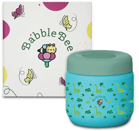 Termo comida bebe, termo comida caliente, 360ml, diseño divertido, acero inoxidable 18/8, doble pared, hermetico, libre de BPA, con válvula de aire desmontable. (Verde)