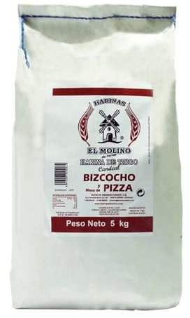 El Molino - Harina Natural para Pan y Pasteles 5 Kg - Molido a Piedra - Harina de Trigo Candeal para Bizcocho y Masa de Pizza