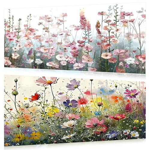 2 Stück Diamond Painting Erwachsene, 5D Diamond Painting Blumen Groß, Bausätze für Diamantmalerei, DIY Diamant Painting Bilder für Wohnzimmer Schlafzimmer Wand Dekoration (30 x 60 cm)
