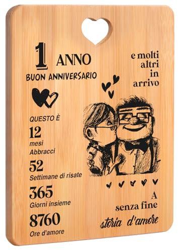 Regalo Anniversario per Lui Lei 1 anno Tagliere di Bambù, Regalo per il Primo Anniversario di Matrimonio per Marito e Moglie, Regalo per il Primo Anniversario.