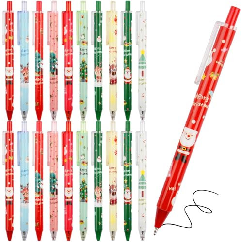SULOLI 30 Stück Kugelschreiber Weihnachten 0.5mm,Weihnachts Schreibender Druckkugelschreiber für Studenten Kinder Weihnachten Party Geschenke Bag Fillers