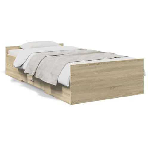 XGWKCNV Beds & Accessories Bettgestell mit Schubladen Sonoma Eiche 90x190 cm Einzelbett Holzwerkstoff Betten & Bettrahmen