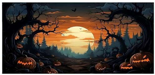 Lawnrden Halloween Garage Door Banner, Halloween -Kulisse mit Haken und Seil, gruselige Halloween -Garagentor -Abdeckung für Halloween -Foto -Kulisse, Haus im Freien Wallentür Dekoration