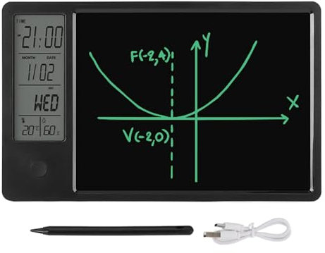 9,5-Zoll-Desktop-Kalender mit Uhrzeit- und Datumsanzeige, Elektronisches LCD-Schreibtablett, Uhrzeit, Datum, Temperatur, Luftfeuchtigkeitsalarm, Tragbare Tafel für das Büro und