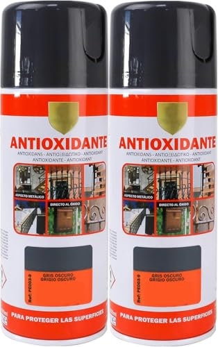 MORE FREE-Pintura Spray Antioxidante Gris Oscuro 400 Ml para las Superficies de Metal, Hierro y Aluminio,Pack de 2 Unidad