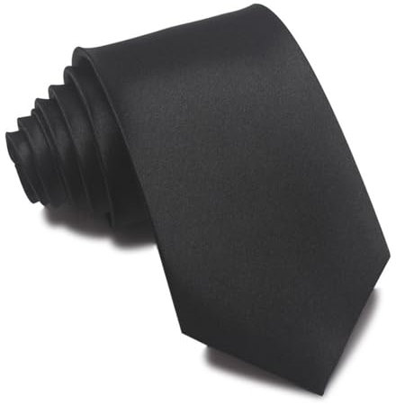 MAIANY Herren Krawatten, Klassische 8 cm Satin-Krawatte in einfarbigem Design, Klassische Hochzeit Krawatte für Büro oder Festliche Veranstaltungen (schwarz)