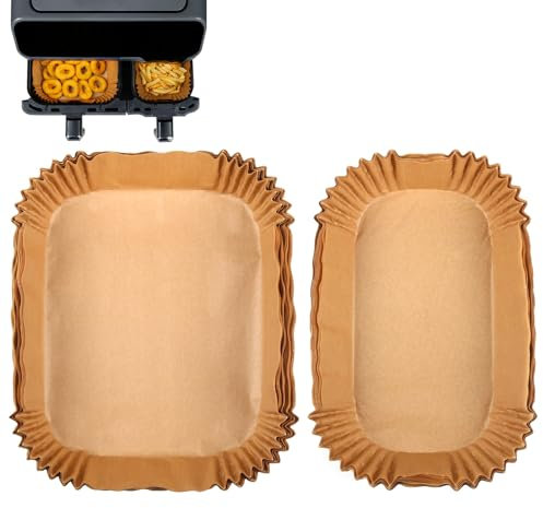 Air Fryer Liner für Tefal XXL Dual Easy Fry 11L Air Fryer Air Fryer Papier Zubehör für Tefal 6,5 l / 4,5 l Doppelschublade EY942BG0 (100 Stück)