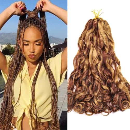 8 Packs French Curly Braiding Hair 26 Inch Loose Wave Spiral Crochet Hair for Black Women Pre Stretched Braiding Hair with Curly Ends (26 inch, 27/33#)