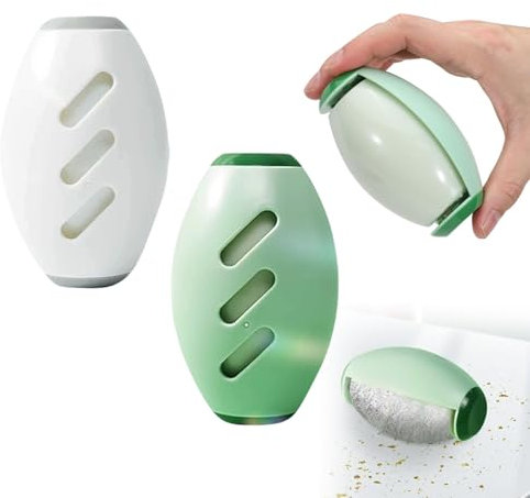 2 Pcs Reusable Lint Roller, Washable Pet Hair Remover, Silicone Sticky Roller Portable Lint Roller Sticky Gel Lint Rollers Ball Animal Fur Removal Tool for Clothes, Travel, Home (Green and White)