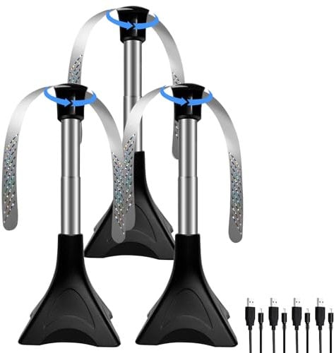 3 PCS Ventilateur Anti-Mouches Pliable & Extensible, Mouches et Moustiques Repoussent Les Ventilateurs, Usage Table/Suspendu pour Pique-Nique et Barbecue, Contre Les Moustiques San Produit Chimique