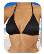 Yamobi Körperkette Gold Y Halskette,Einzelne Halskette Und Doppellagige Taillenkette Körper Accessoires Sommer Bauch Taille Kette Körperschmuck für Frauen und Mädchen