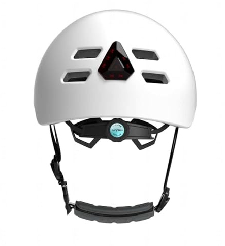 LVSHUOHC Smart Bluetooth Bike Helmet With 1080p Hd Action Camera And Bluetooth, Mens Mountain Bike Helmet Multi Mode Headlights And Warning Taillights, Unisex,White