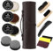 Gxpjycfob 12 Pcs Shoe Polish Kit for Brown Black Leather with Brush Case, Portable Leather Shoe Shine Set with Shoe Polish, Velvet Cloth, Brushes, Shoe Horn, Gifts for Men & Women