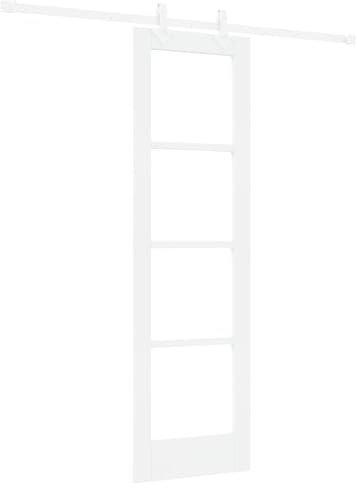 vidaXL Schiebetür 61 x 198,5 cm Massivholz Kiefer und Glas Weiß | Stylisch und schick für dein Zuhause, Du hast alles, was du zur Einrichtung brauchst, Ideal für Flure,