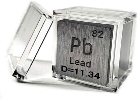 25,4 mm (1 Zoll) Blei-Plumbum-Metallwürfel Pb bis zu 99,9% rein, Periodensystem, Element, gravierte Dichte, Sammlung, Wissenschaft, Bildung, Anzeigeblock, Würfel + Acryl-Etui, 1 Stück