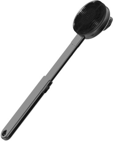 Cenei Vibrating Back Scrubber with Retractable Handle, Rechargeable Silicone Body Brush,Household Bath Brush