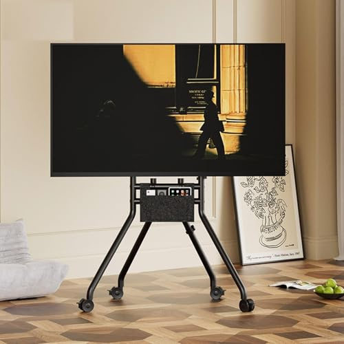 YUZDNM LCD TV Frame Floor Stand - TV Hanger - Mobile TVs Cart with Wheels for 50-100 Inch Flat and Curved Screen LED OLED TVs(Black)