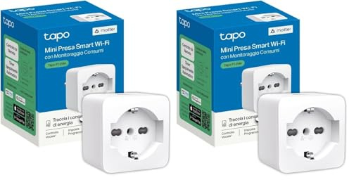 Tapo P125M Matter Presa Smart Italiana, Monitoraggio Energia, WiFi Intelligente Smart Plug, Compatibile con Alexa e Google Home, Controllo Vocale e Remoto, Tempo di Preselezione (Confezione da 2)