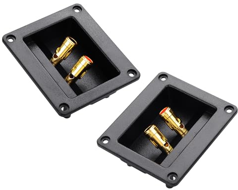 PNGKNYOCN Speaker Terminal Blocks, Square Spring Loaded Push-In Sockets with Dual Cable Tie Posts, Suitable for Stage Speakers and Home Audio DIY Projects (2 Pack)
