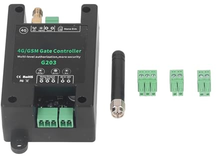 Luocute Ouvre-portail GSM, Télécommande 3G/4G pour Porte de Garage avec Contrôle Via Application Mobile, Supporte 1001 Utilisateurs Autorisés, Alimentation 9-36 V CC, Applications