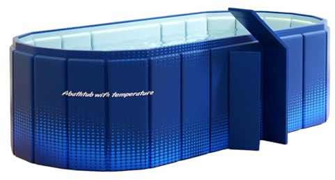 Baignoire portable de 150 cm avec étagère, pliable pour 2 personnes, sans gonflage, baignoire de trempage, bain glacé et spa chaud 2 en 1 pour douche, jardin et camping (bleu)