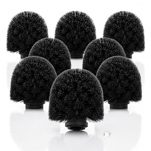 MC-Trend WC Bürstenkopf Ersatz 8er Set, Toilettenbürstenkopf 12mm Gewinde, Klobürstenkopf schwarz 8cm Durchmesser, Kunststoff Ersatzbürstenkopf zum Aufschrauben