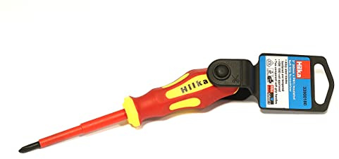 Hilka Tools 33900180 PH1 VDE Insulated Screwdriver, Red/Yellow, 80 mm