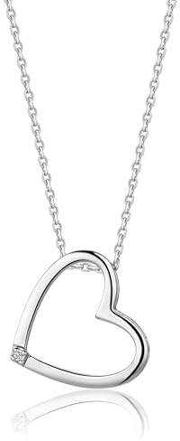 MIORE kette Silber 925 Damen- Herzkette, Halskette Damen, Kettenanhänger Silber Herz mit echtem Diamant, Hypoallergene Silberkette 45cm, Herz Anhänger, Silberschmuck, Schmuck Damen-in edler Schmuckbox