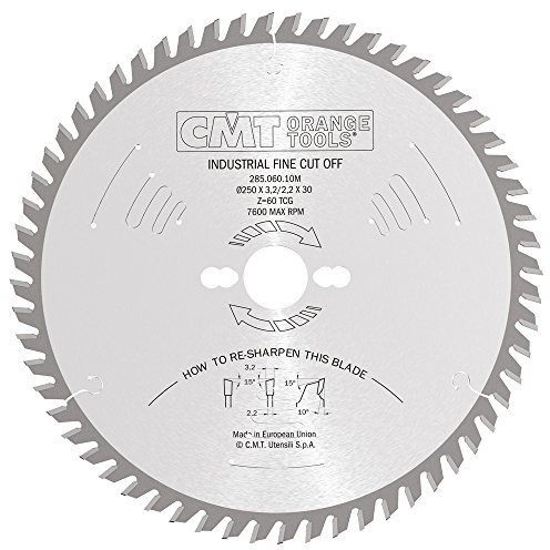 CMT Orange Tools Kreissägeblatt HW 250 x 3,2 / 2,2 x 30 Z=60 15° ATB - 285.060.10M - für Querschnitte