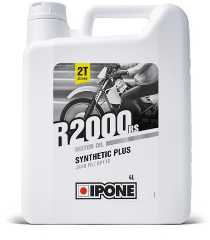 IPONE – Huile Moteur Moto 2 Temps R2000 RS - Usage Urbain - Semi-Synthétique – Compatible Mélange et Injection - Meilleurs démarrages - Réductions des Emissions de Fumée - 4L