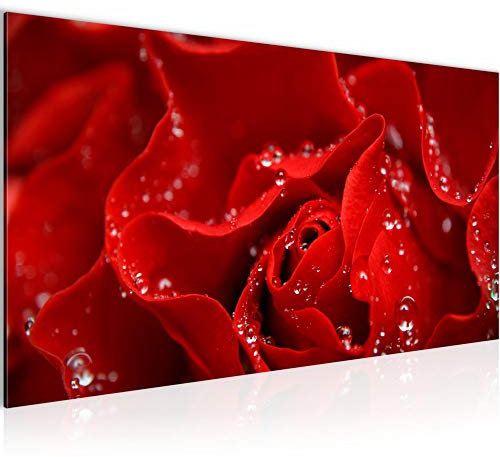 Runa Art Wandbild Blumen Rosen 1 Teilig 100 x 40 cm Modern Bild auf Vlies Leinwand Natur Wohnzimmer Rot 200412a