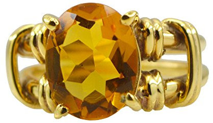 Citrin Zirkonia, gelbvergoldet, Ring für Damen, Krappenschmuck, modisch, oval, Größe 5, 6, 7, 8, 9, 10, 11, 12, Gold, Gelb, Citrin