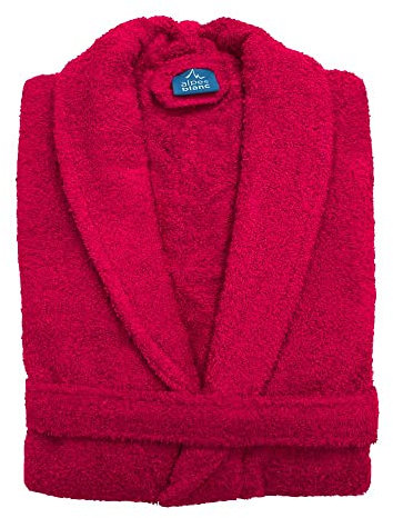 Alpes Blanc - Peignoir de Bain - Col Châle - Éponge 100% Coton - Pour Hommes et Femmes - Idéal pour la sortie de Bain, Spa ou après le Sport - Fuschia - Taille XXL