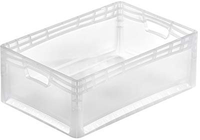 aidB Eurobox LIGHTLINE transluzent, 600 x 400 x 220 mm, Griffe offen, transluzente Plastikbox aus durchsichtigem Kunststoff, durchsichtige Box, ideal für die Industrie, 1 St.