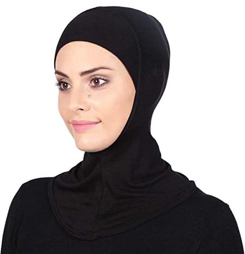 DAMILY Kopftuch Damen Hijab Jersey Khimar Niqab Kopftücher Stretch Modal Sport Hijab Full Neck Abdeckung Untertuch für Frauen Muslimische Schwarz
