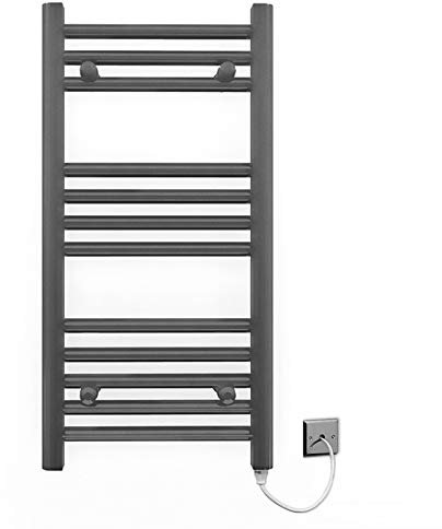 Myhomeware 400mm Wide Anthracite Grey Flat Electric Pre-Filled Heated Towel Rail Radiator For Bathroom Designer UK (400mm x 700mm (h))