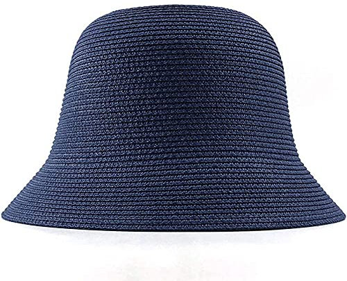 Chapeau Paille Femme Mode Dames Chapeau De Paille Dames Chapeau De Soleil Chapeau De Soleil Casquette Panama Chapeau De Paille Chapeau De Plage-Blue_M55-8Cm