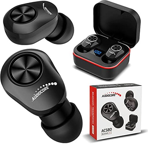 Audiocore AC580 TWS Bluetooth in-ear Headphones with Charging Station and Integrated Microphone Touch Technology Wireless Earphones True Wireless Stereo BT5.1 Charging Box with Display